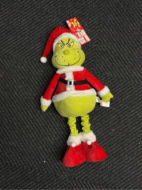 Grinch Plush Toy in Red Santa Outfit - Green Holiday Kids Toy